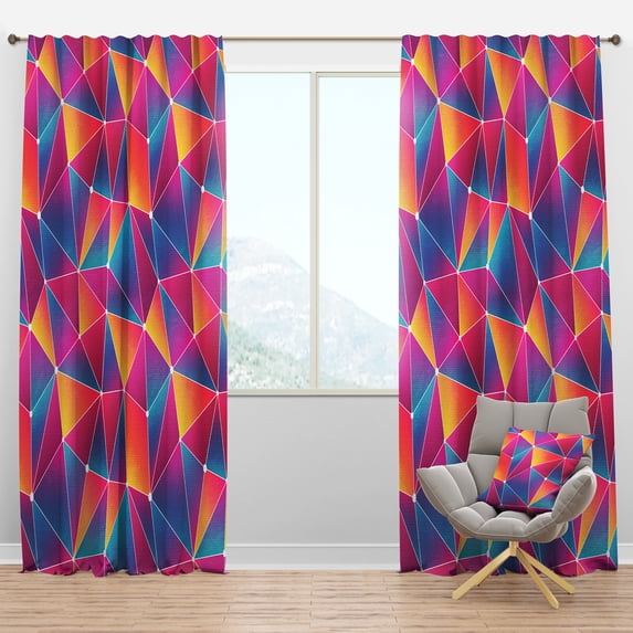 Designart 'Grunge Effect With Bright Triangle' Modern Blackout Curtain Panel