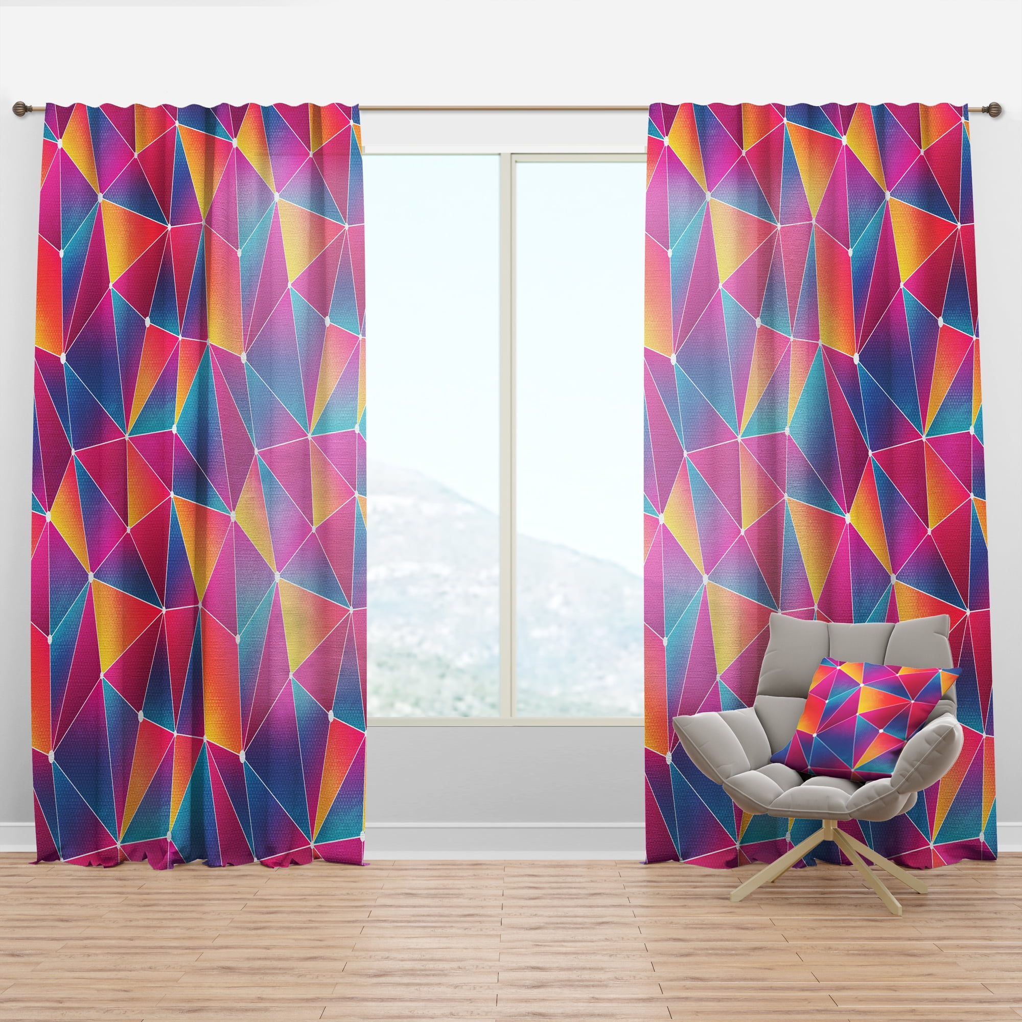 Designart 'Grunge Effect With Bright Triangle' Modern Curtain Panel