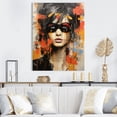 thumbnail image 1 of Designart "Grunge Portrait of Woman in Orange II" Fashion Canvas Wall Art - Glam Grey Woman Pop Art Entryway Wall Art, 1 of 6