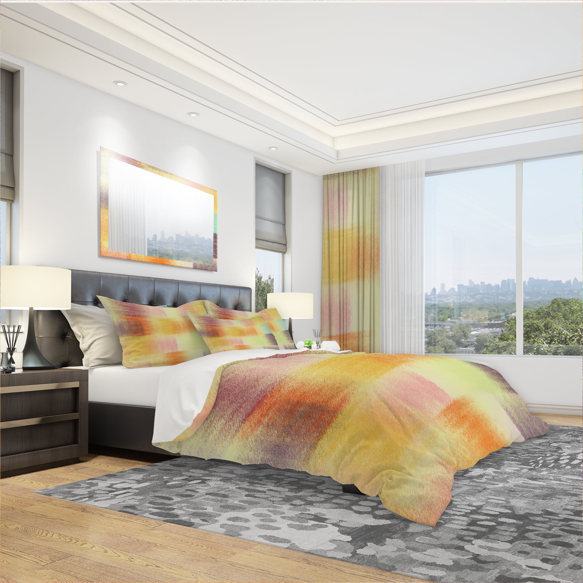 Designart 'Grunge Striped Quilt Colorful Abstract' Modern & Contemporary Duvet Cover Set