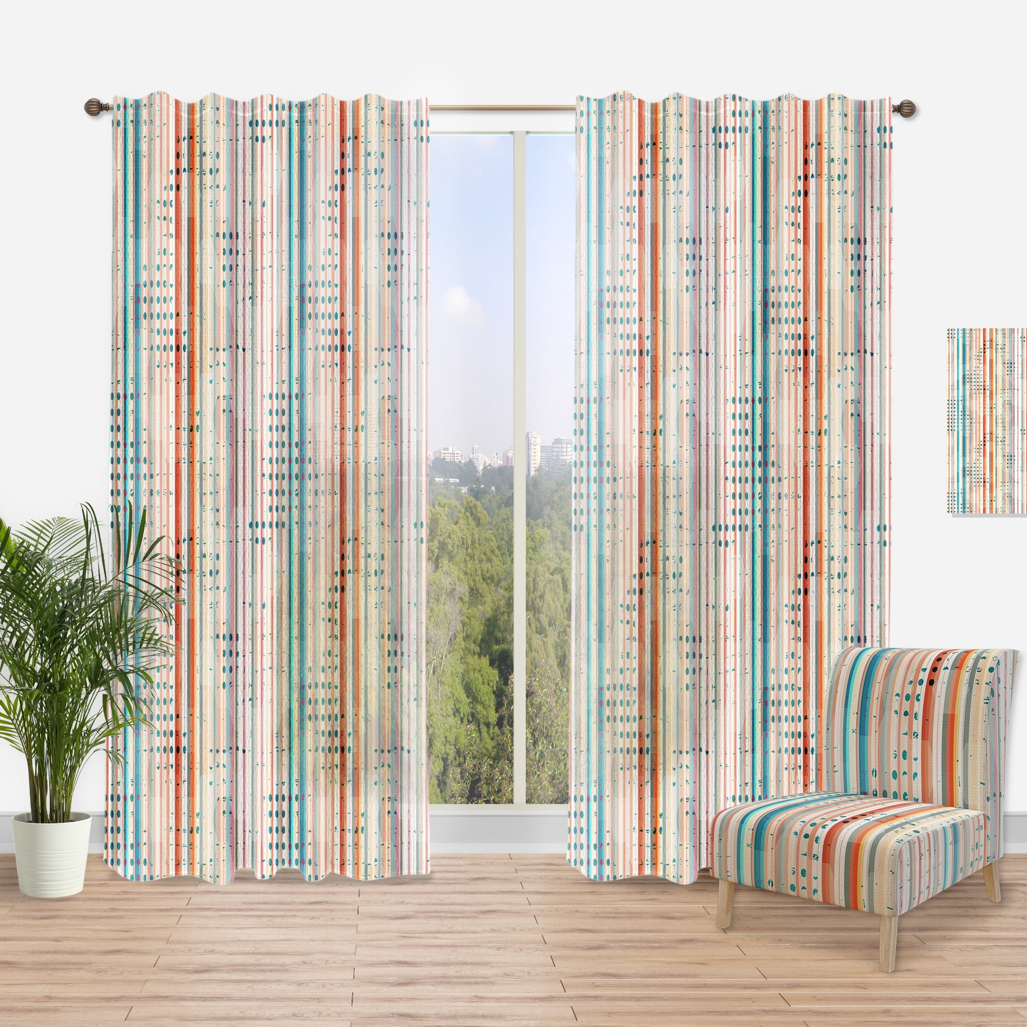 Designart 'Grunge Vertical Line' Modern & Contemporary Curtain Panel