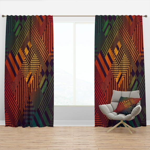 Designart 'Grungy Geometric Pattern' Modern & Contemporary Blackout Curtain Panel