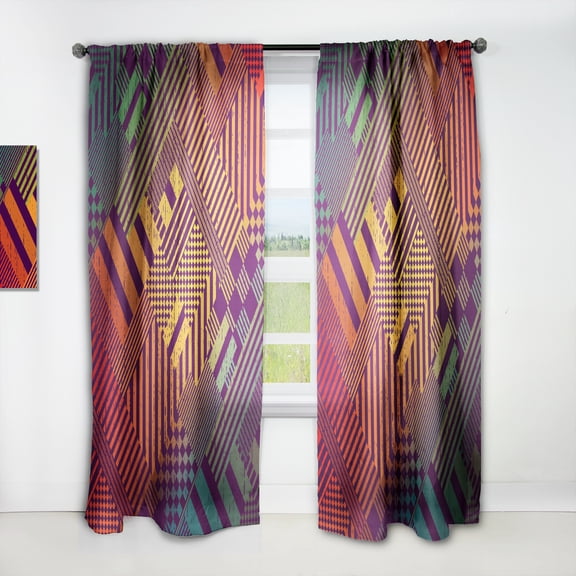 Designart 'Grungy Geometric Pattern' Modern & Contemporary Curtain Panel