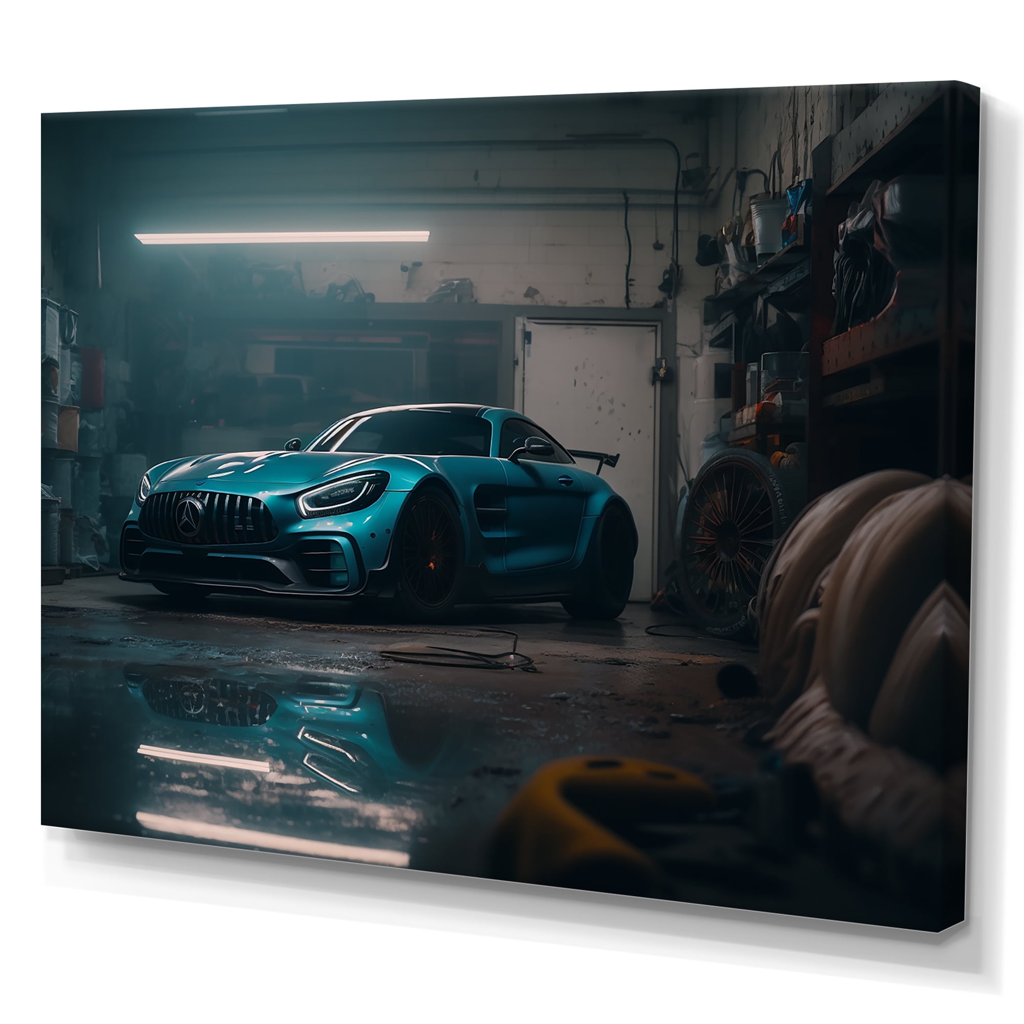 Designart 911 In Underground Garage Canvas Wall Art - Exotic Car