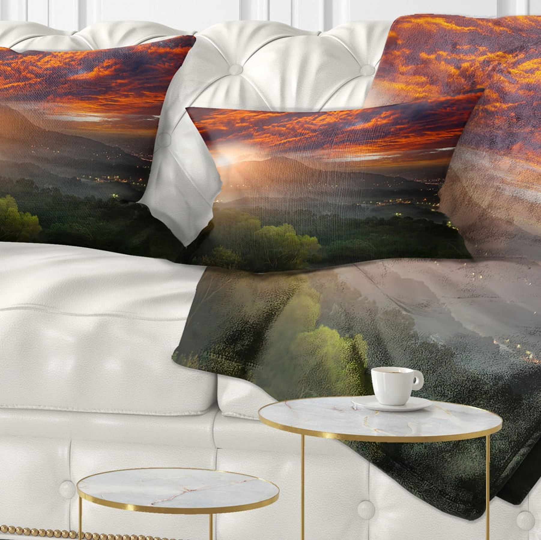 Designart Guanyin Mountain Sunrise Taipei - Photography Throw Pillow - 12x20