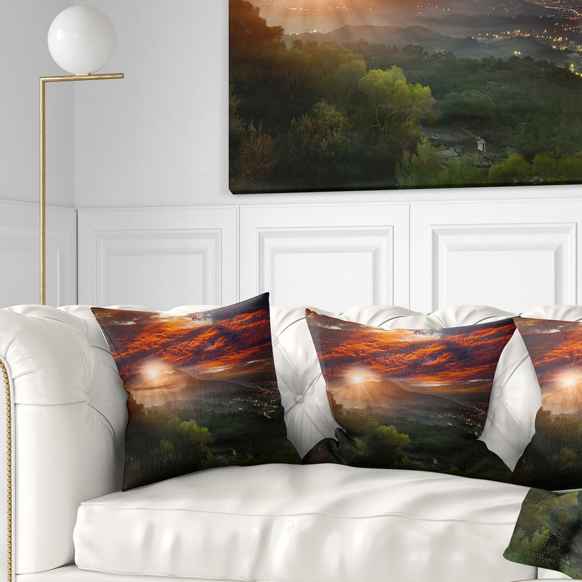Designart Guanyin Mountain Sunrise Taipei - Photography Throw Pillow - 18x18
