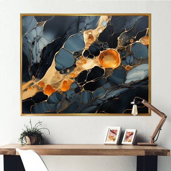 Designart "Guardian Black Obsidian" Spiritual Stone Floater Framed Canvas Prints