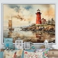 thumbnail image 1 of Designart "Guiding Light Vintage Lighthouses II" Nautical & Beach Floater Framed Wall Decor, 1 of 7