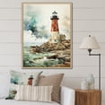 thumbnail image 1 of Designart "Guiding Light Vintage Lighthouses V" Nautical & Beach Floater Framed Canvas Art Print, 1 of 7