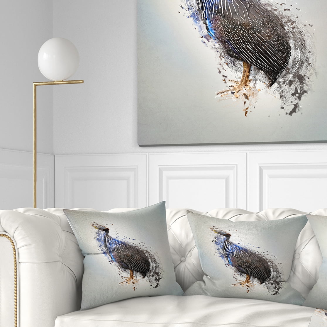 Designart Guinea Fowl Abstract Design - Animal Throw Pillow - 18x18