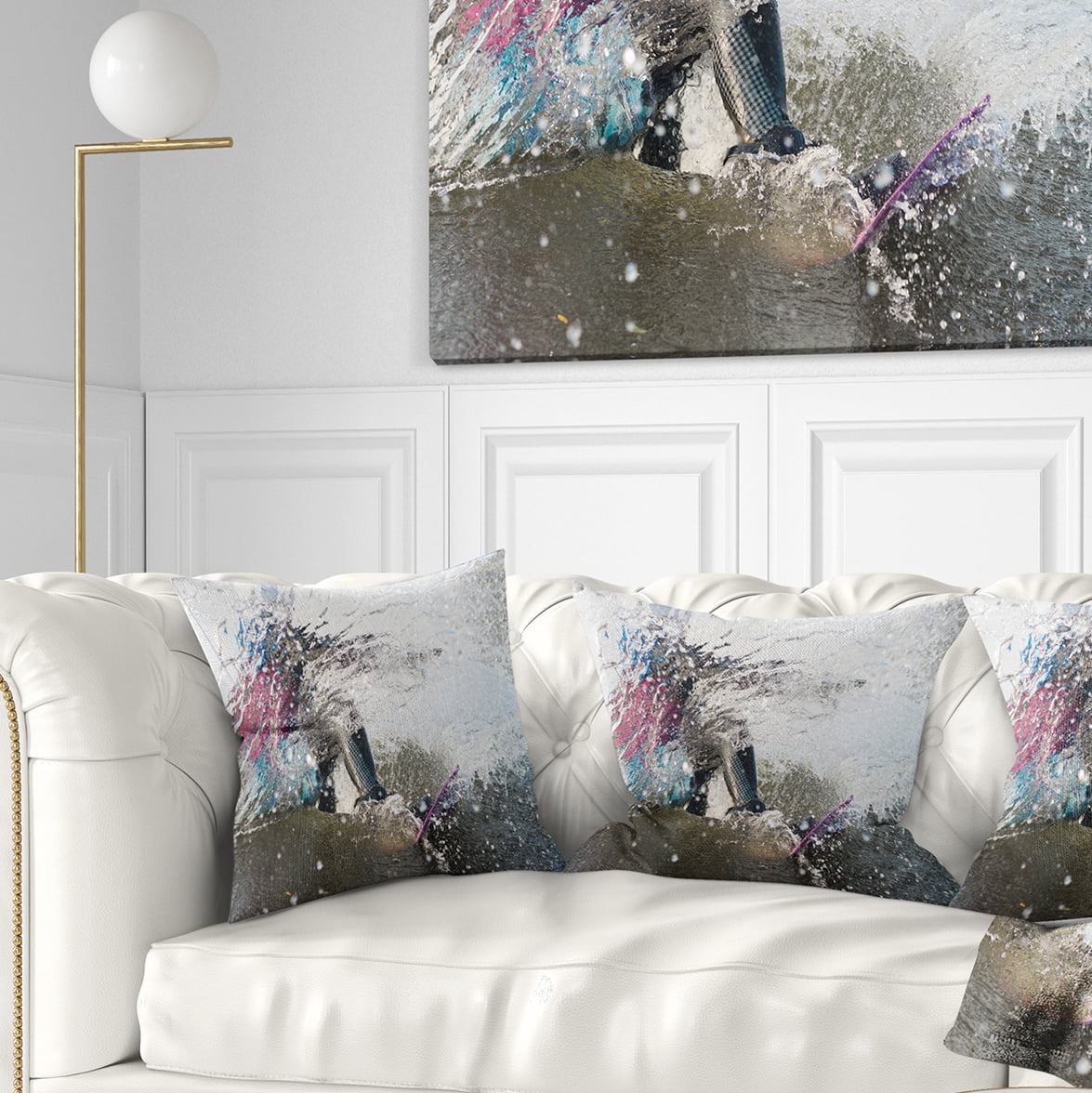 Designart Guy on a Wakeboard - Landscape Printed Throw Pillow - 16x16
