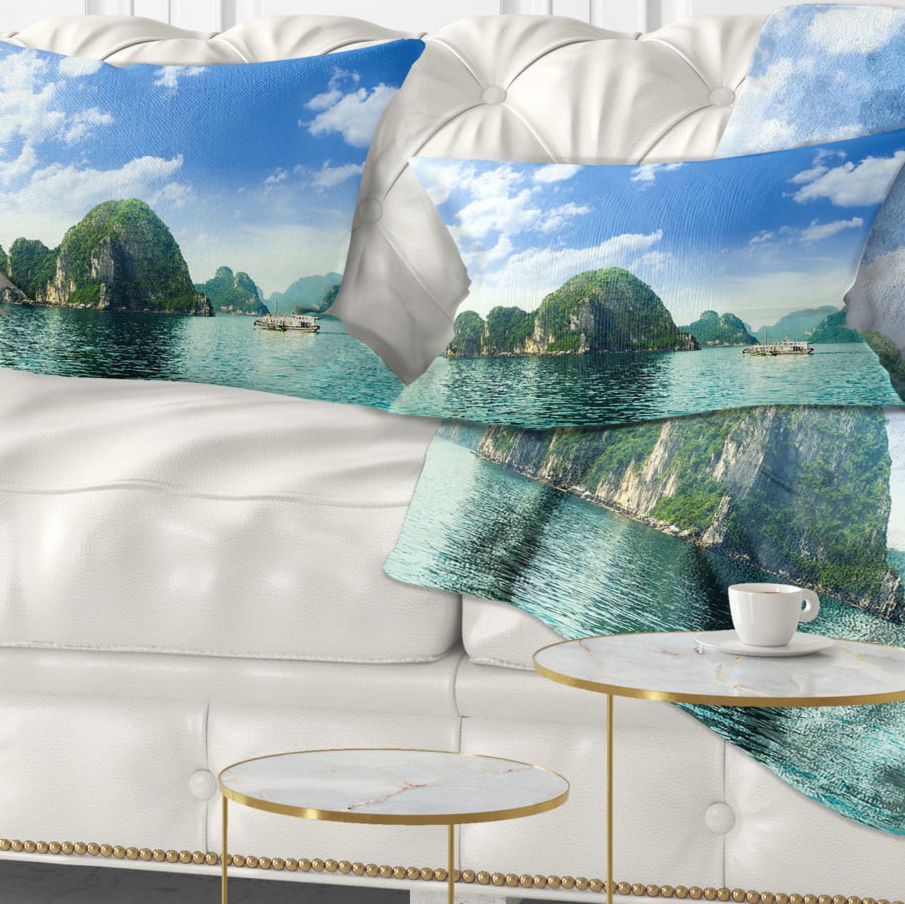 Designart Ha Long Bay in Vietnam - Seascape Throw Pillow - 12x20