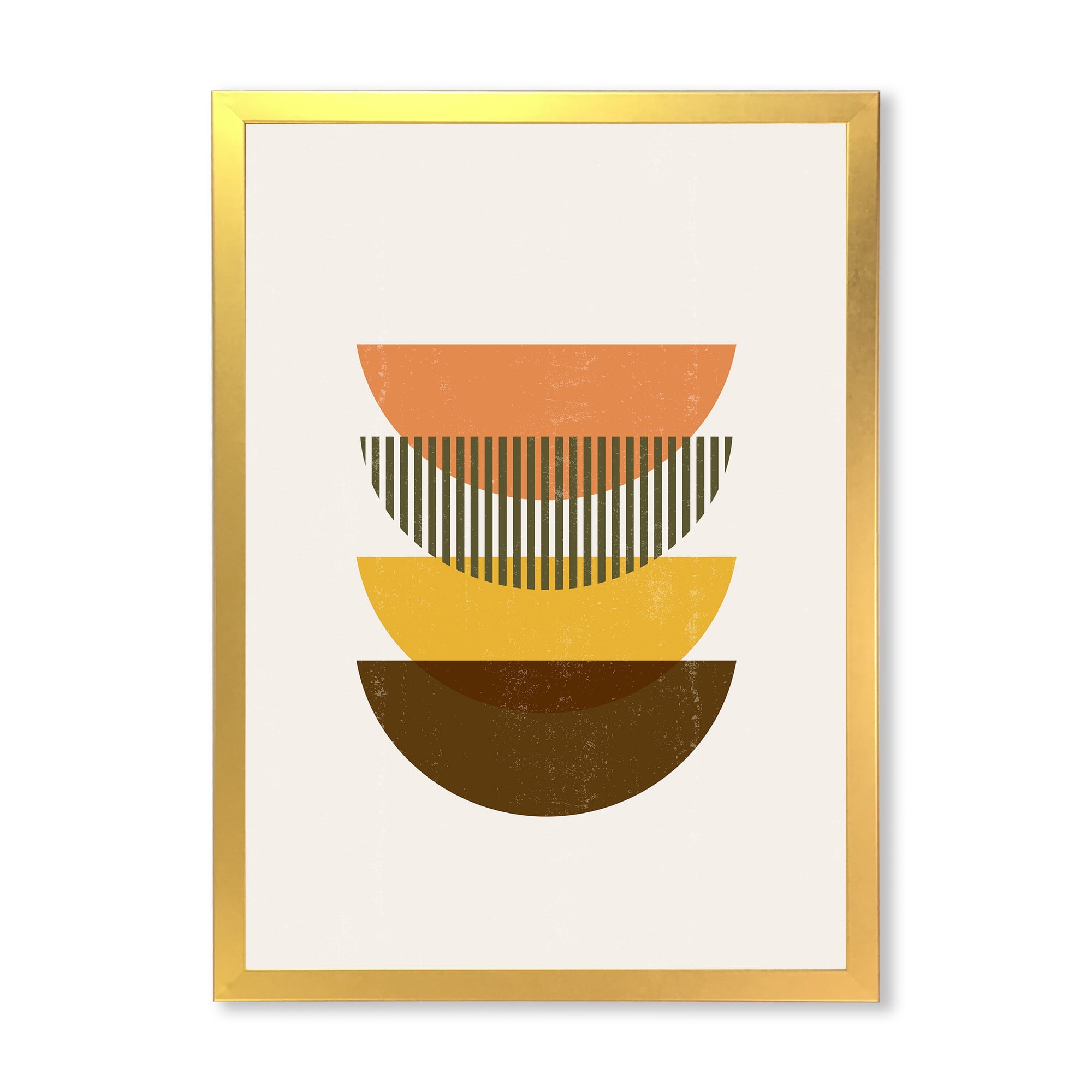 Designart 'Half Moons In Earth Tones Abstract Geometric Art' Modern Framed Art Print