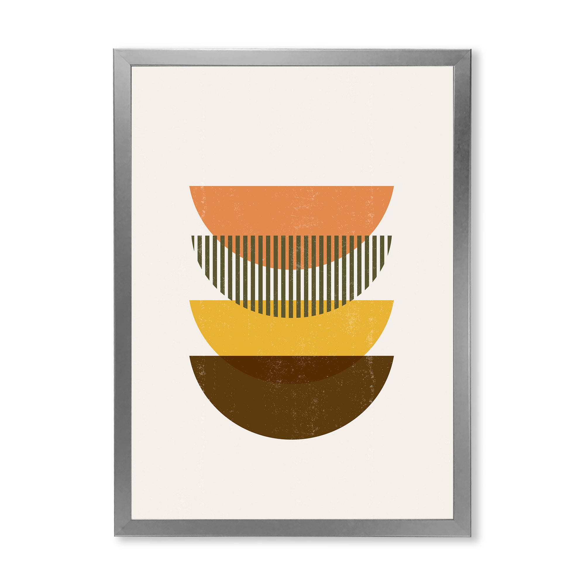 Designart 'Half Moons In Earth Tones Abstract Geometric Art' Modern Framed Art Print