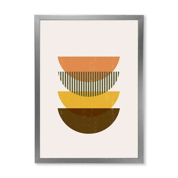 Designart 'Half Moons In Earth Tones Abstract Geometric Art' Modern Framed Art Print