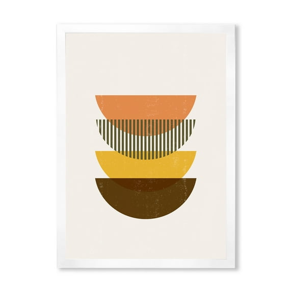 Designart 'Half Moons In Earth Tones Abstract Geometric Art' Modern Framed Art Print