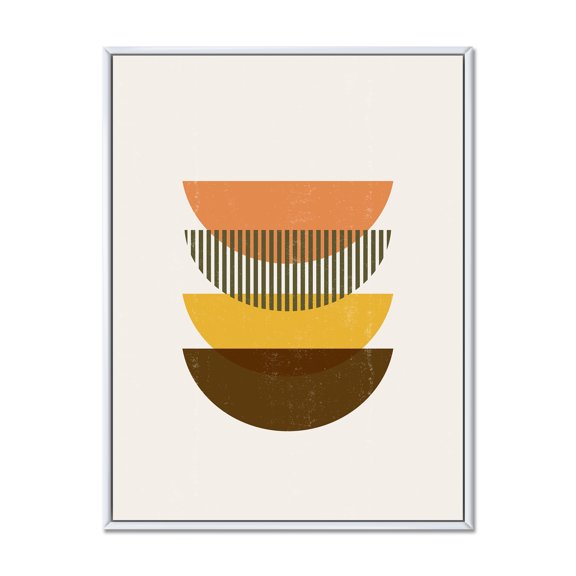 Designart 'Half Moons In Earth Tones Abstract Geometric Art' Modern Framed Canvas Wall Art Print