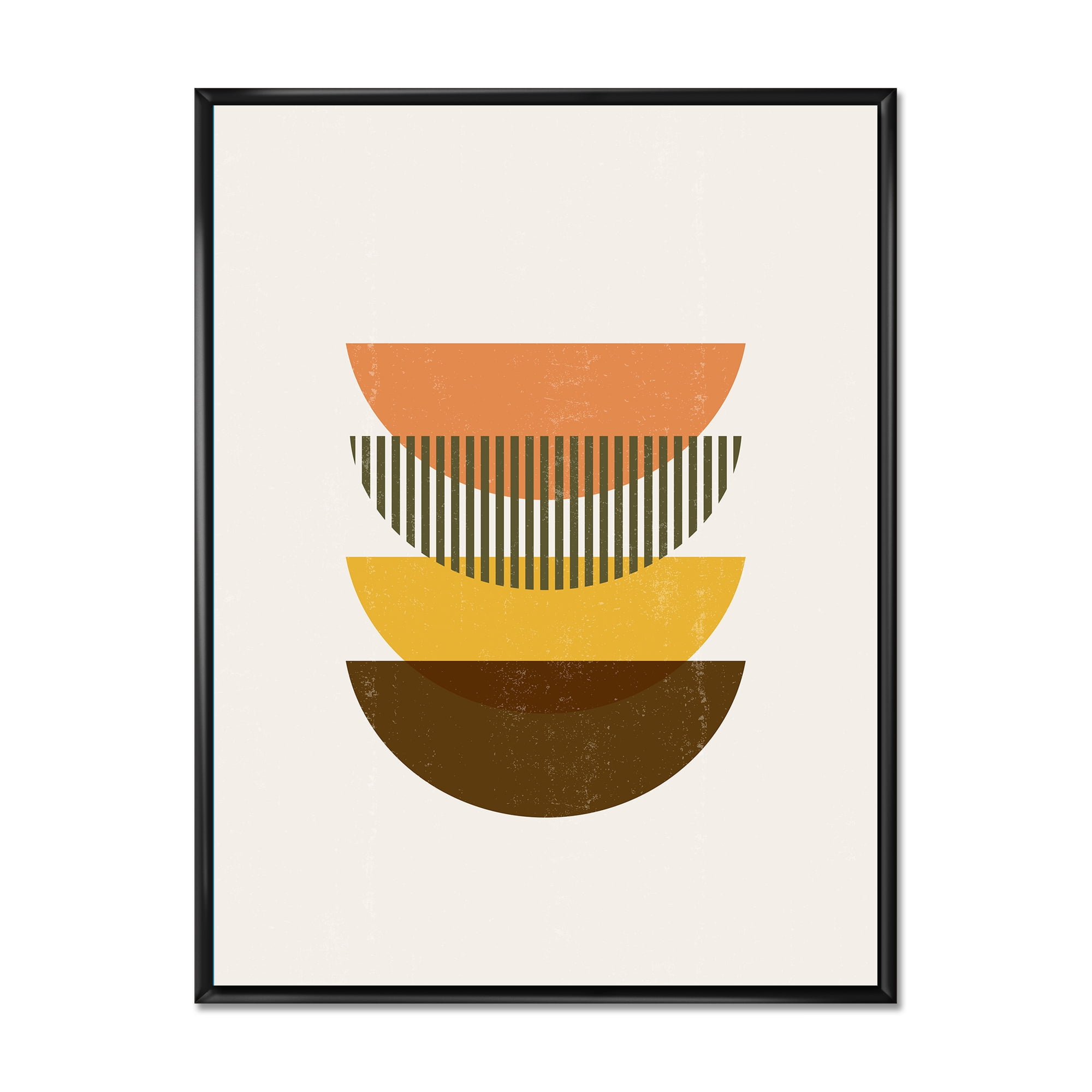 Designart 'Half Moons In Earth Tones Abstract Geometric Art' Modern Framed Canvas Wall Art Print