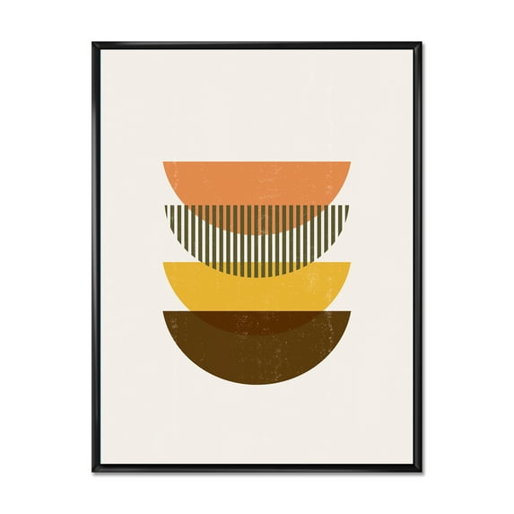 Designart 'Half Moons In Earth Tones Abstract Geometric Art' Modern Framed Canvas Wall Art Print