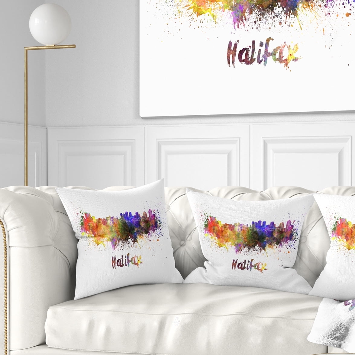 Designart Halifax Skyline - Cityscape Throw Pillow - 16x16