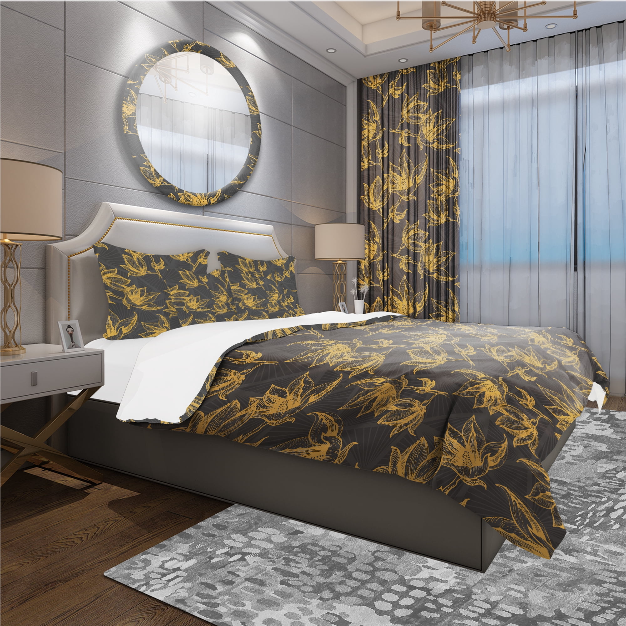 Designart 'Hand Drawn Floral Pattern' Modern & Contemporary Duvet Cover Set