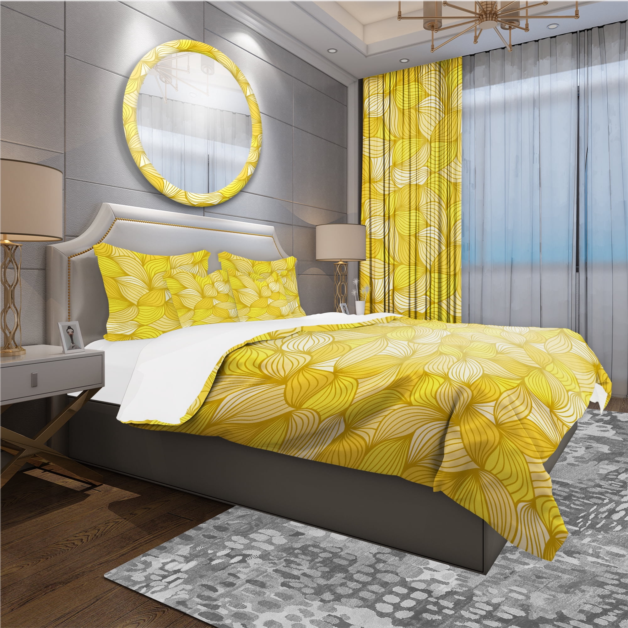 Designart 'Hand-Drawn Pattern with Waves' Bohemian & Eclectic Duvet Cover Set