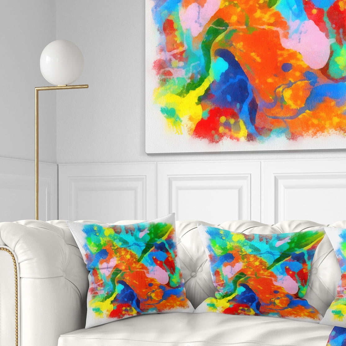 Designart Hand drawn Abstract Floral Pattern - Floral Throw Pillow - 18x18
