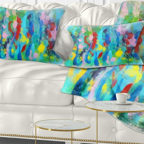 Designart Hand drawn Multi color Floral Pattern - Abstract Throw Pillow - 12x20