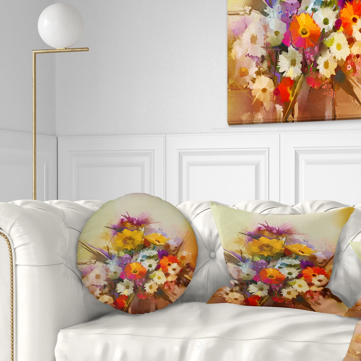 Designart Hand painted Bouquet of Flowers - Floral Throw Pillow - 12x20