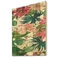 thumbnail image 1 of Designart 'Handpainted Pink Tropical Flowers' Cabin & Lodge Print on Natural Pine Wood, 1 of 3