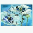 thumbnail image 1 of Designart 'Handpainted White Flower on Blue I' Farmhouse Wall Clock, 1 of 3