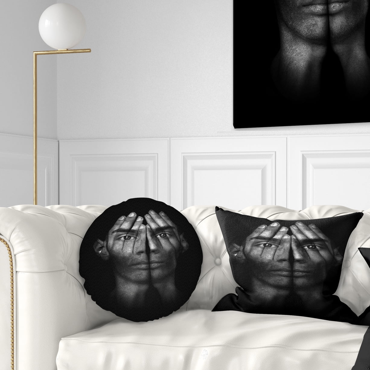 Designart Hands Covering Eyes - Abstract Throw Pillow - 12x20