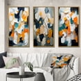 thumbnail image 1 of Designart "Happiness in Orange Minimalist Abstract Painting II" Abstract Painting Framed Wall Art Set Of 3 - Blue Modern Frame Gallery Wall Set For Home Decor, 1 of 6