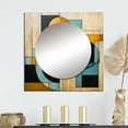 thumbnail image 1 of Designart "Happy Coincidence Abstract Retro Geometrics" Modern Midcentury Blue Large Square Mirror - Square Bedroom Mirror Printed Wall Decor - Mid-Century Square Printed Wall Mirror Art, 1 of 5