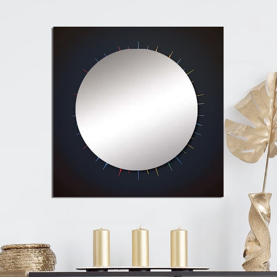 Designart "Happy Coincidence Spirituality Of Thought Art IV" Modern Geometric Multicolor Large Square Mirror - Square Bedroom Mirror Printed Wall Decor - Modern Square Printed Wall Mirror Art