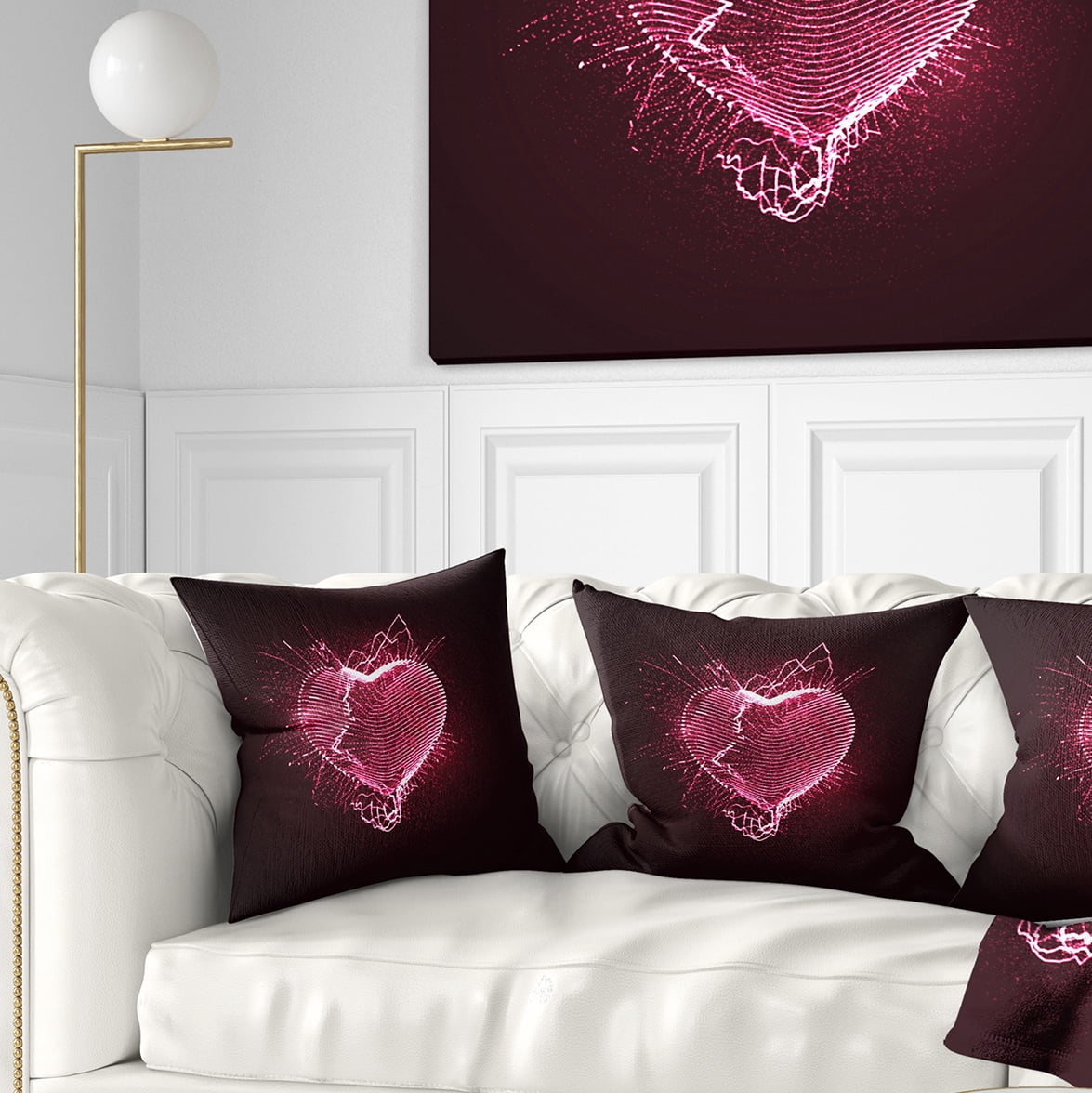 Designart Happy Valentine’s Day - Abstract Throw Pillow - 18x18