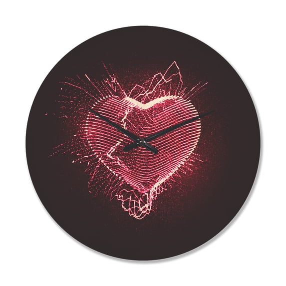 Designart 'Happy Valentine’s Day Red Heart' Modern Wood Wall Clock