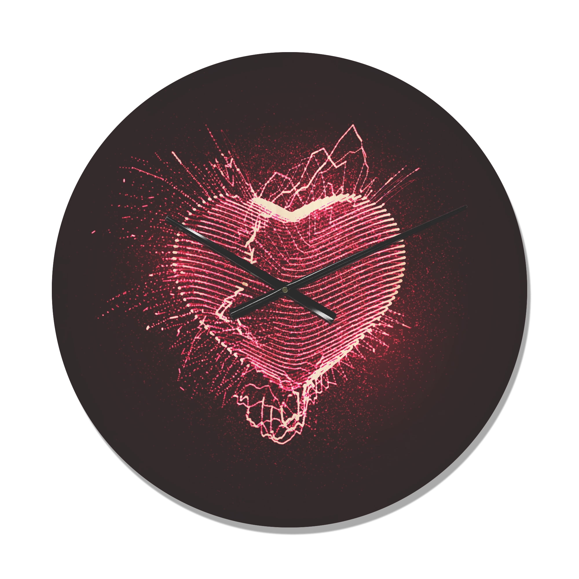 Designart 'Happy Valentine’s Day Red Heart' Modern Wood Wall Clock