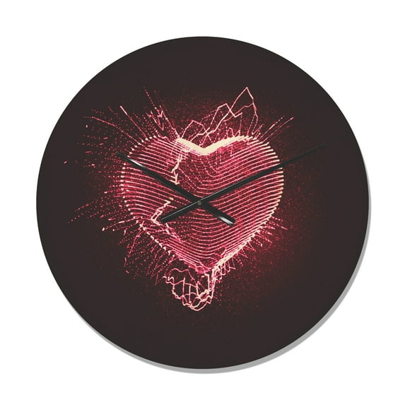 Designart 'Happy Valentine’s Day Red Heart' Modern Wood Wall Clock