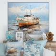 thumbnail image 1 of Designart "Harbor Docked Fishing Vessel II" Coastal Boat Floater Framed Wall Art Living Room, 1 of 5