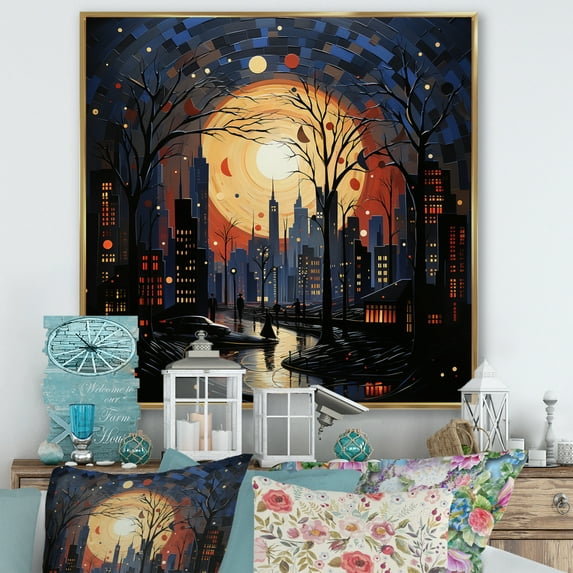 Designart "Harlem at Night Vibrant Renaissance Vibes III" Harlem Renaissance Floater Framed Wall Decor