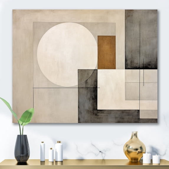 Designart "Harmonic Convergence Beige and Brown Suprematism" Abstract Suprematism Wall Decor