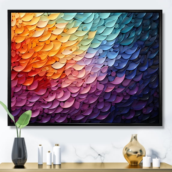 Designart "Harmonic Fusion Hardedge Art painting I" Modern Floater Framed Wall Art Living Room