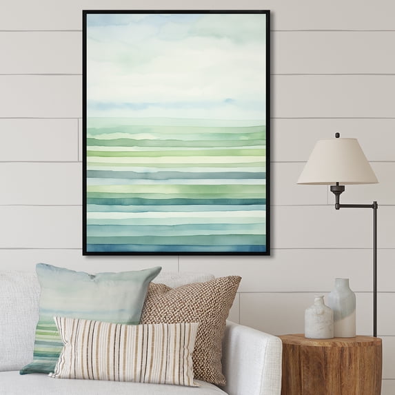 Designart "Harmonic Horizon Landscape In Minimalism II" Minimalism Floater Framed Canvas Art Print