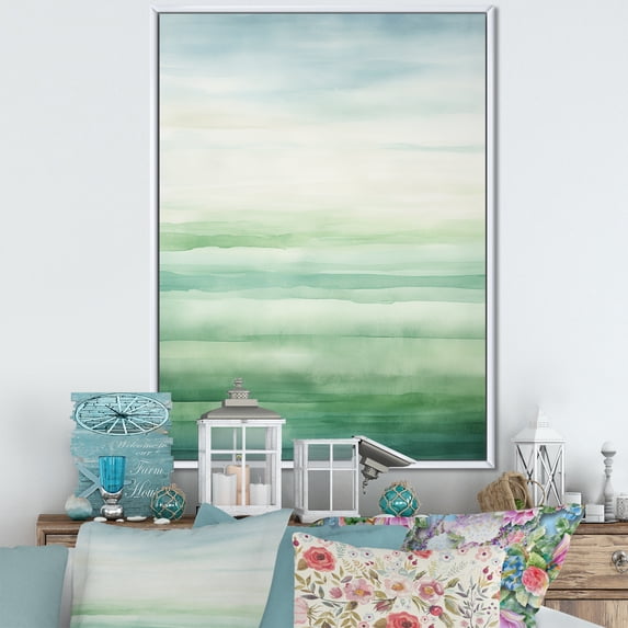 Designart "Harmonic Horizon Landscape In Minimalism III" Minimalism Floater Framed Wall Art Prints