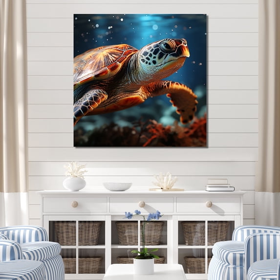 Designart "Harmonious Abstract Art" Animals Turtle Canvas Art Print