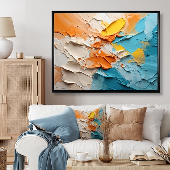 Designart "Harmonious Abstraction I" Abstract Collages Floater Framed Wall Art Print