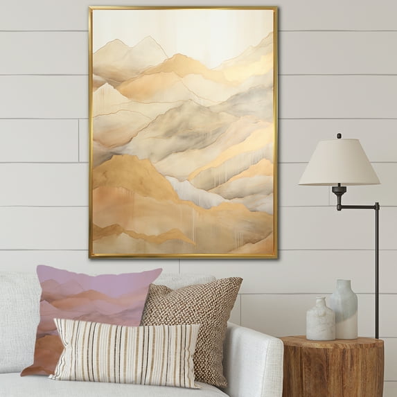 Designart "Harmonious Alpine Mountain Landscape II" Landscape Mountains Floater Framed Canvas Prints