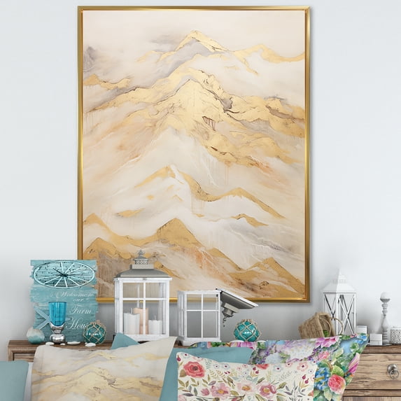 Designart "Harmonious Alpine Mountain Landscape III" Landscape Mountains Floater Framed Wall Decor
