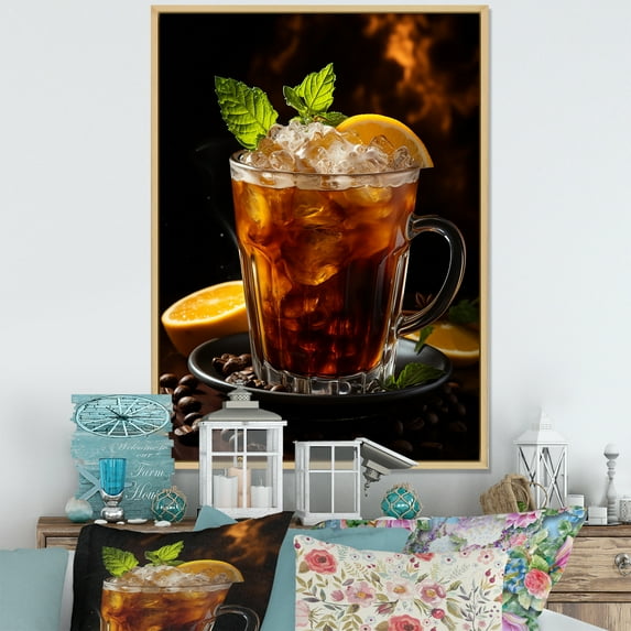Designart "Harmonious Aroma Of Cuban Coffee III" Cuba Floater Framed Wall Art Living Room